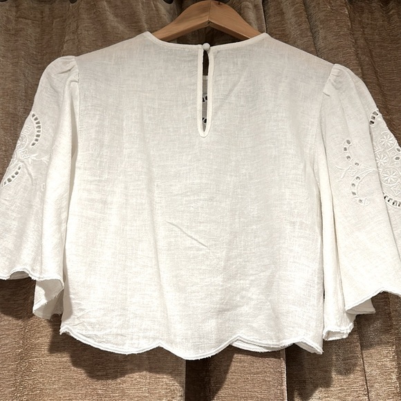 Abercrombie & Fitch Embroidered White Linen Top NWT - Picture 7 of 10